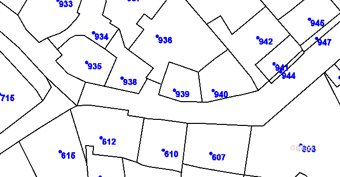 Parcela st. 939 v KÚ Štramberk, Katastrální mapa