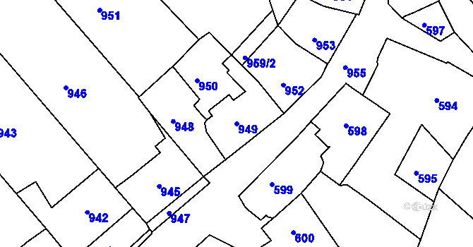 Parcela st. 949 v KÚ Štramberk, Katastrální mapa