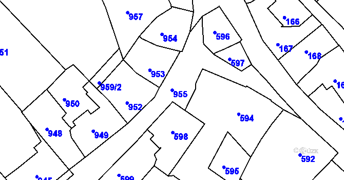 Parcela st. 955 v KÚ Štramberk, Katastrální mapa