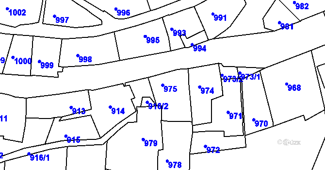 Parcela st. 975 v KÚ Štramberk, Katastrální mapa