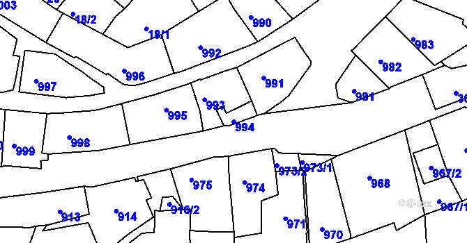 Parcela st. 994 v KÚ Štramberk, Katastrální mapa