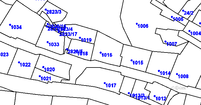 Parcela st. 1016 v KÚ Štramberk, Katastrální mapa