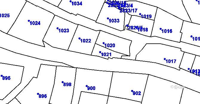 Parcela st. 1021 v KÚ Štramberk, Katastrální mapa
