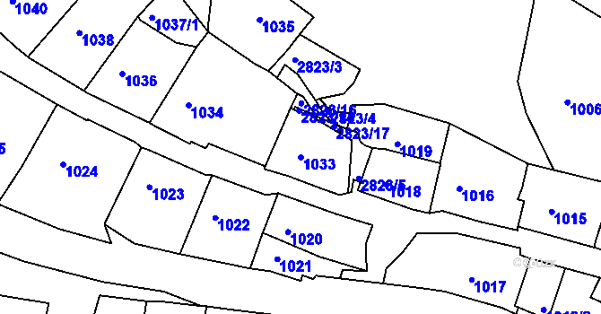 Parcela st. 1033 v KÚ Štramberk, Katastrální mapa
