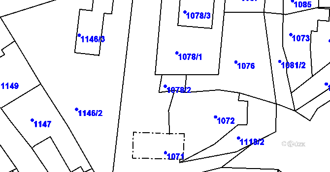 Parcela st. 1078/2 v KÚ Štramberk, Katastrální mapa