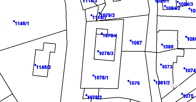 Parcela st. 1078/3 v KÚ Štramberk, Katastrální mapa