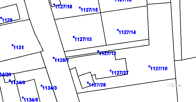 Parcela st. 1127/12 v KÚ Štramberk, Katastrální mapa