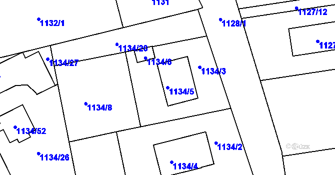 Parcela st. 1134/5 v KÚ Štramberk, Katastrální mapa