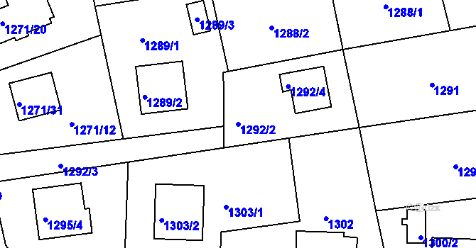 Parcela st. 1292/2 v KÚ Štramberk, Katastrální mapa