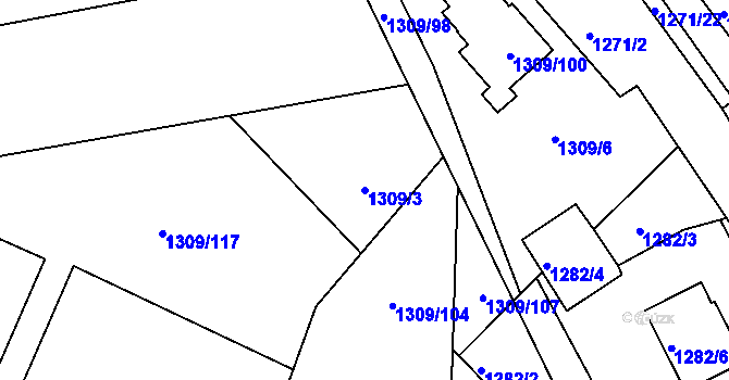 Parcela st. 1309/3 v KÚ Štramberk, Katastrální mapa