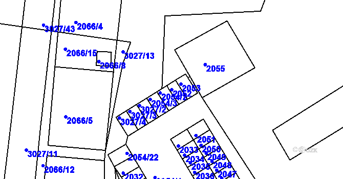 Parcela st. 2052 v KÚ Štramberk, Katastrální mapa