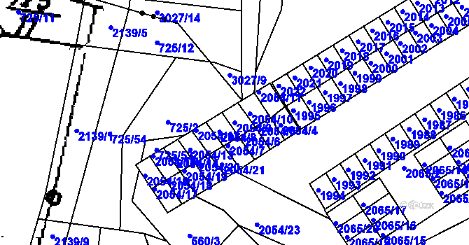 Parcela st. 2054/9 v KÚ Štramberk, Katastrální mapa