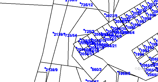 Parcela st. 2054/15 v KÚ Štramberk, Katastrální mapa