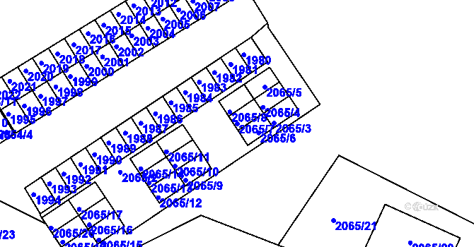 Parcela st. 2065/7 v KÚ Štramberk, Katastrální mapa