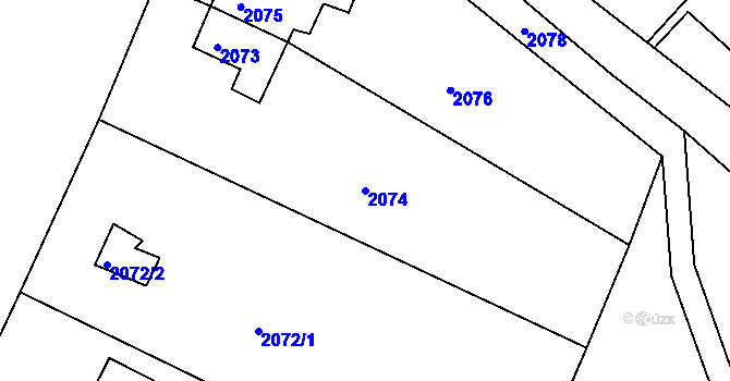 Parcela st. 2074 v KÚ Štramberk, Katastrální mapa