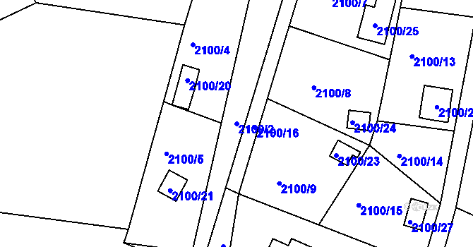 Parcela st. 2100/2 v KÚ Štramberk, Katastrální mapa