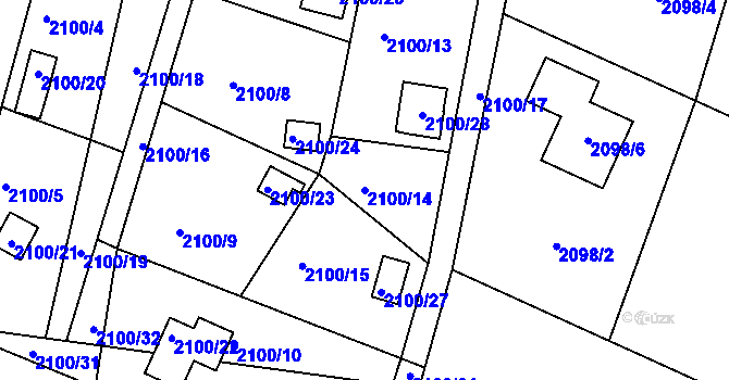 Parcela st. 2100/14 v KÚ Štramberk, Katastrální mapa