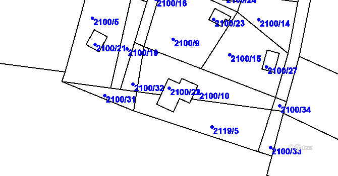 Parcela st. 2100/22 v KÚ Štramberk, Katastrální mapa