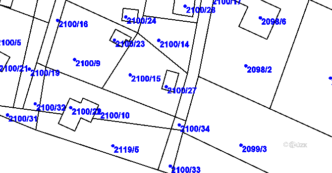 Parcela st. 2100/27 v KÚ Štramberk, Katastrální mapa