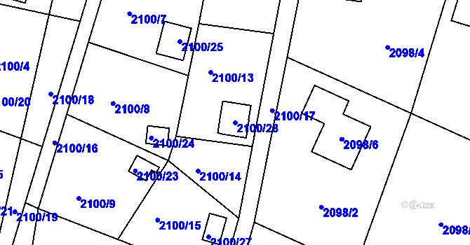 Parcela st. 2100/28 v KÚ Štramberk, Katastrální mapa