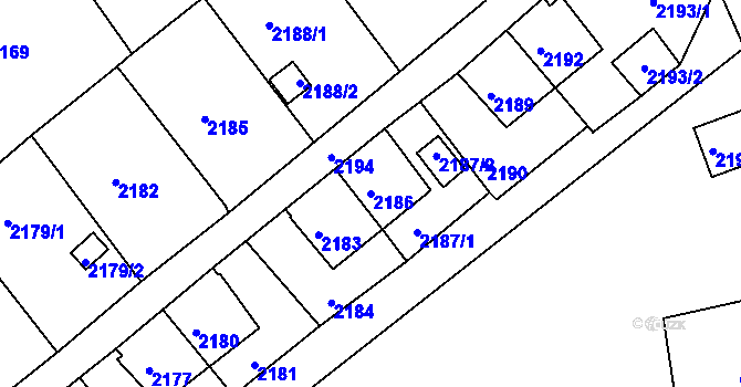 Parcela st. 2186 v KÚ Štramberk, Katastrální mapa