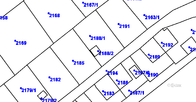 Parcela st. 2188/2 v KÚ Štramberk, Katastrální mapa