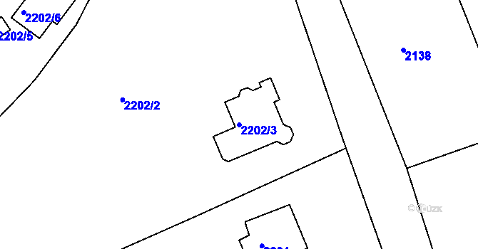 Parcela st. 2202/3 v KÚ Štramberk, Katastrální mapa