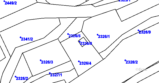 Parcela st. 2326/8 v KÚ Štramberk, Katastrální mapa