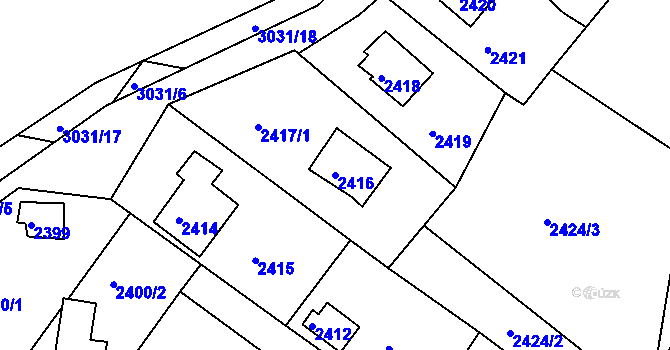 Parcela st. 2416 v KÚ Štramberk, Katastrální mapa