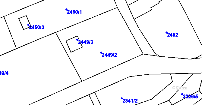 Parcela st. 2449/2 v KÚ Štramberk, Katastrální mapa