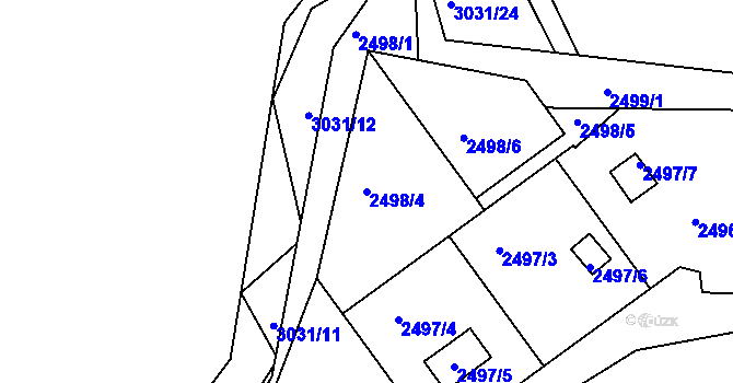 Parcela st. 2498/4 v KÚ Štramberk, Katastrální mapa