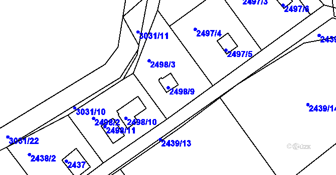 Parcela st. 2498/9 v KÚ Štramberk, Katastrální mapa