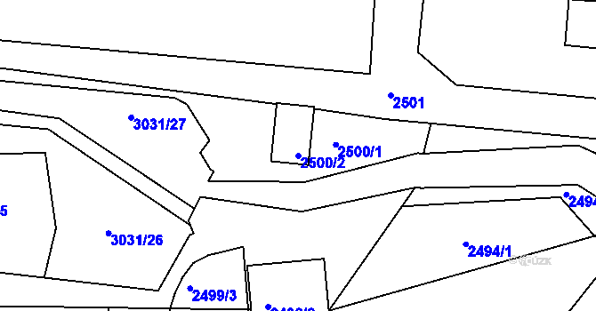 Parcela st. 2500/2 v KÚ Štramberk, Katastrální mapa