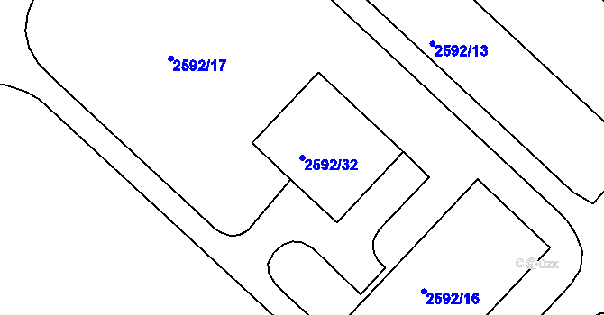 Parcela st. 2592/32 v KÚ Štramberk, Katastrální mapa