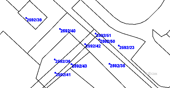 Parcela st. 2592/42 v KÚ Štramberk, Katastrální mapa