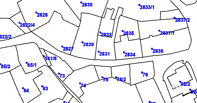 Parcela st. 2831 v KÚ Štramberk, Katastrální mapa