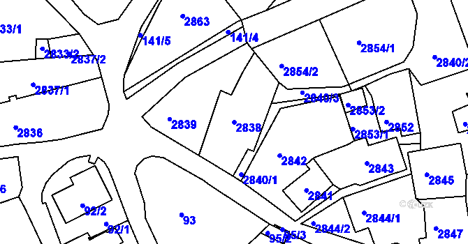 Parcela st. 2838 v KÚ Štramberk, Katastrální mapa