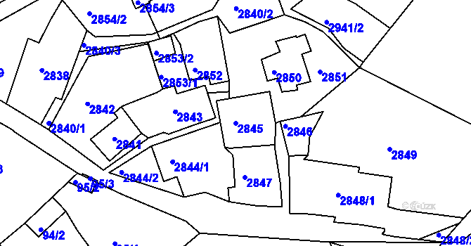 Parcela st. 2845 v KÚ Štramberk, Katastrální mapa