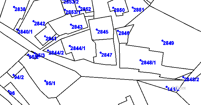 Parcela st. 2847 v KÚ Štramberk, Katastrální mapa