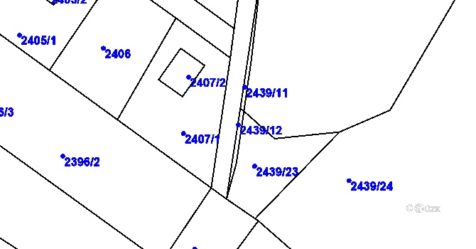 Parcela st. 2439/12 v KÚ Štramberk, Katastrální mapa
