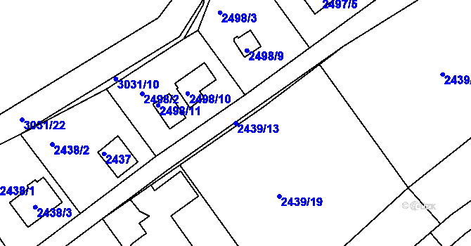 Parcela st. 2439/13 v KÚ Štramberk, Katastrální mapa