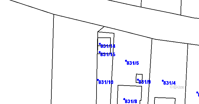 Parcela st. 831/15 v KÚ Štramberk, Katastrální mapa
