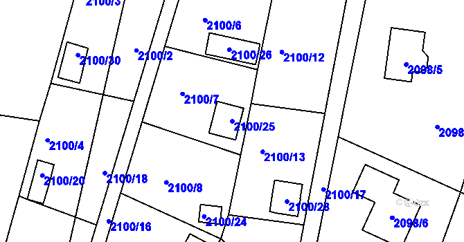 Parcela st. 2100/25 v KÚ Štramberk, Katastrální mapa