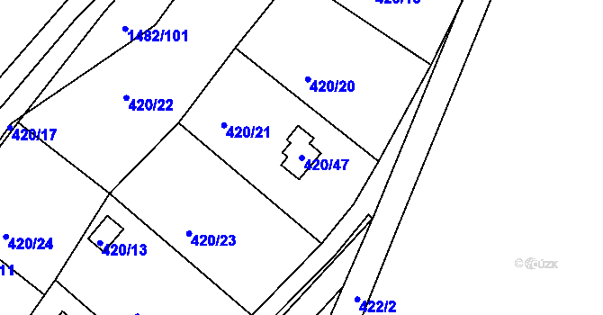 Parcela st. 420/47 v KÚ Štramberk, Katastrální mapa