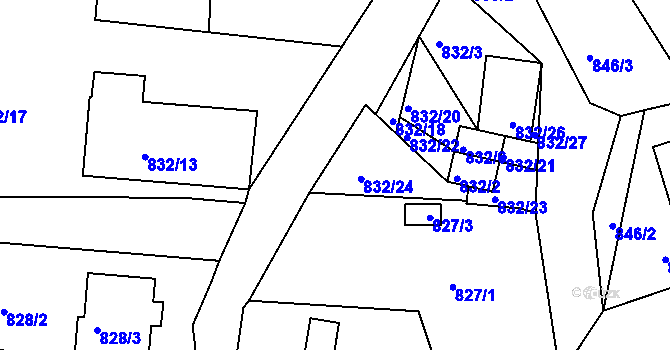 Parcela st. 832/19 v KÚ Štramberk, Katastrální mapa