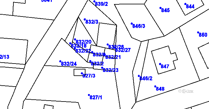 Parcela st. 832/21 v KÚ Štramberk, Katastrální mapa