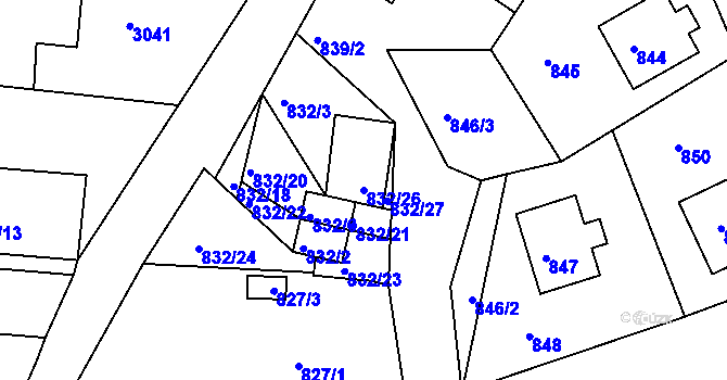 Parcela st. 832/26 v KÚ Štramberk, Katastrální mapa