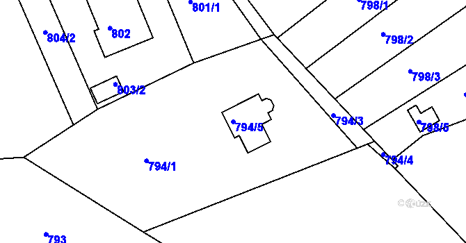Parcela st. 794/5 v KÚ Štramberk, Katastrální mapa