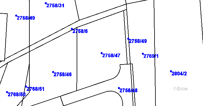Parcela st. 2758/47 v KÚ Štramberk, Katastrální mapa