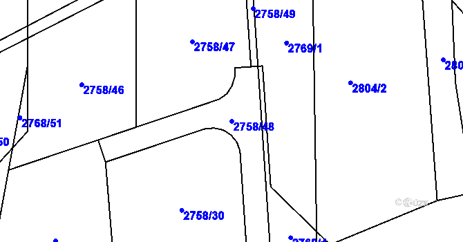 Parcela st. 2758/48 v KÚ Štramberk, Katastrální mapa